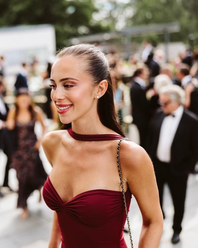 Georgie Simons, founder of House of Form, photographed at an evening event.